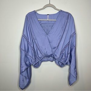 Free People women’s small blouse long sleeve oversized purple cropped boho
